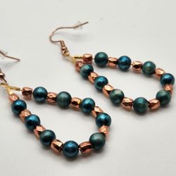 Blue and Rose Gold Hoops