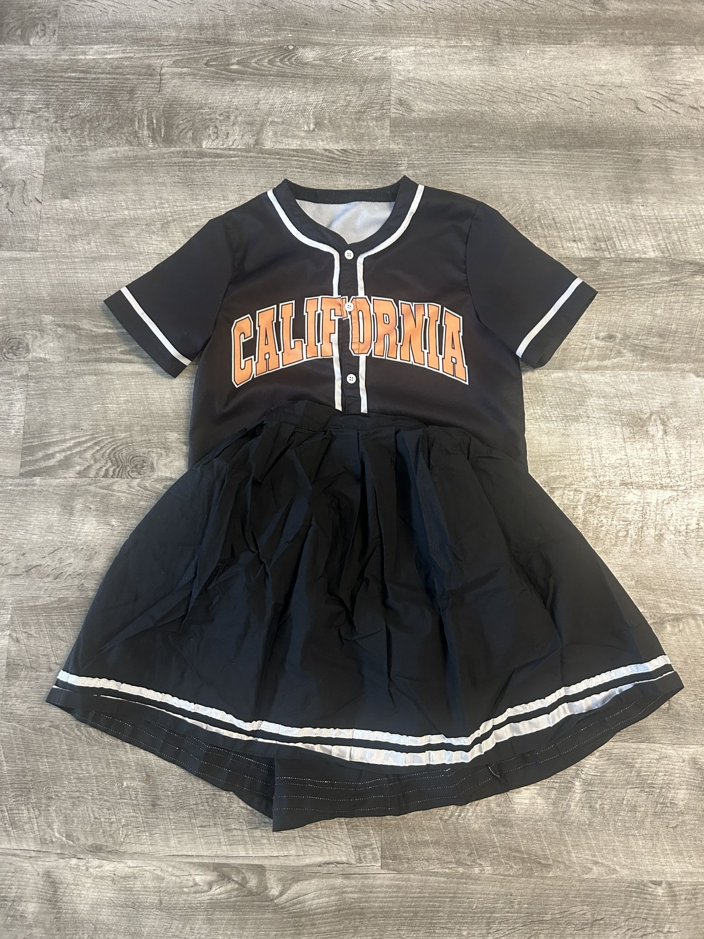 Girls Large Skirt And Button Down Jersey Shirt