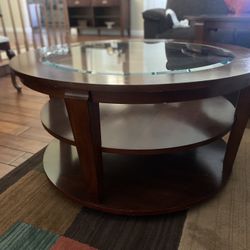 Brown Coffee Table And Matching End Table 