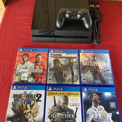 Play Station 4 500GB PS4 in Perfect Condition With 6 Games Controller Wires Ready To Play