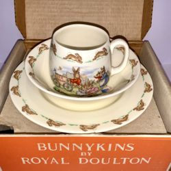New Bunnykins By Royal Doulton 3 Piece Set - Plate, Bowl And Cup 