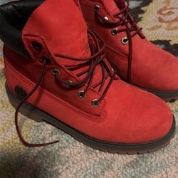 Timberlands Red Boots 4.5 Youth