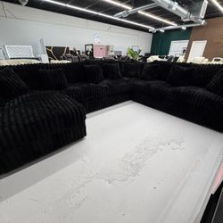 ฿ Luxury Black Corduroy Sectional - Extra Deep, Ultra Soft, and Built for Real Comfort