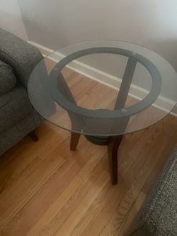 Dark wood & Glass End Tables