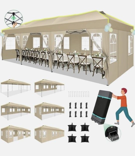 10x30 Pop Up Canopy Commercial Tent Waterproof Car Gazebo Outdoor