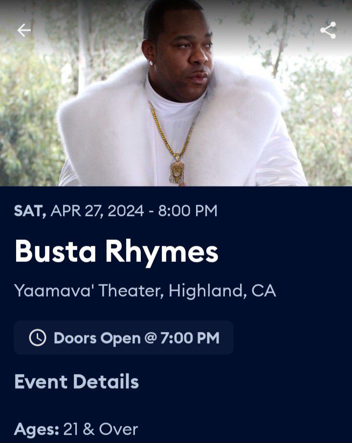 Busta Rhymes  2 Tickets For 
