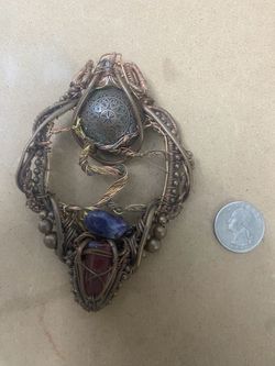 Handmade Pendant/Decor (Unidentified/Unspecified Precious Gem/Mineral, Medallion, Various Metals)