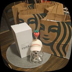 Starbucks Bearista Glass Pink Drink Cup