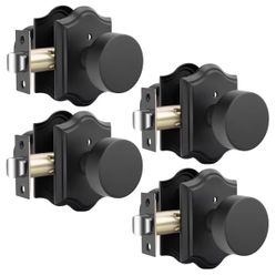 (212121-23) goldenwarm Black Door Knobs Interior, Zinc-Alloy Heavy Duty Matte Black Door Knobs, Privacy Door Knob Interior for Bedroom Bathroom (4 Pac