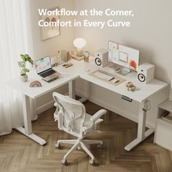 Agilestic L Shaped Electric Standing Desk - White