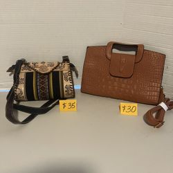 Gorgeous Peruvian Hand Tooled Leather Purse & NEW Crocodile Embossed Clutch Purse-$50