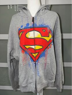 YoungLA Superman Drip Zip Up Hoodie Men's XL Heather Grey - 5011 DC Comics