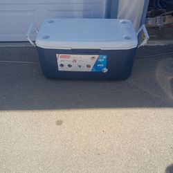 120 Quart Coleman Cooler With Cup Holders And Drain Spout 