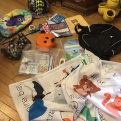 Items  For School And The House , Like Books , A Nice Children Shower  Curtain , A Animal Bowl , And More