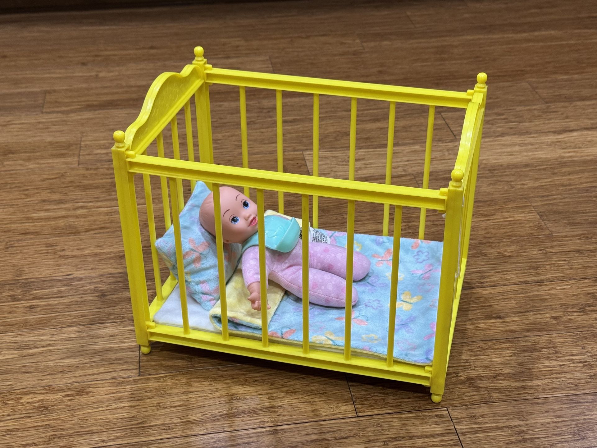 Vintage Babydoll Crib with Handmade Bedding - Includes Baby Doll