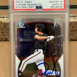 2023 Druw Jones Signed Bowman Chrome Prospects Rookie Card Gem Mint PSA 10 Auto