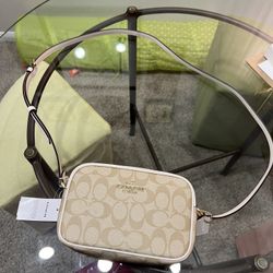 COACH Light Khaki Mini Jamie Camera Bag In Signature Canvas