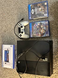 PS4 500GB for sale. Works perfectly and has been factory reset/cleaned for new owner.