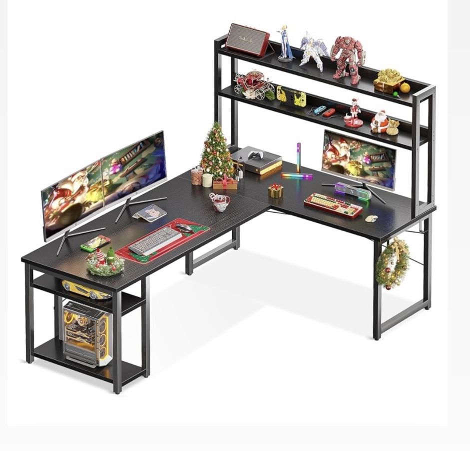 L Shaped Desk With Hutch And Shelf Storage $100 OBO