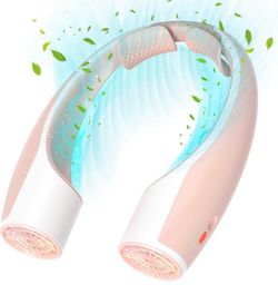 Rohent Neck Fan Portable for Travel: High Velocity 4 Speeds Cooling Personal Fan Lightweight USB Rechargeable for Women Girls - Pink
