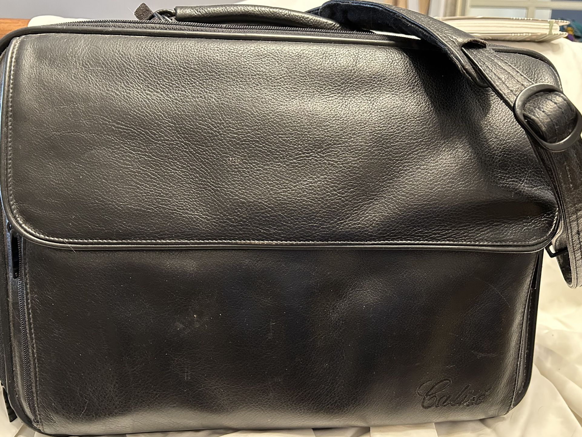 Black Leather Computer Or Carry On Bag