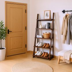 Arbor 5-Tier Ladder Shelf, Rustic Brown