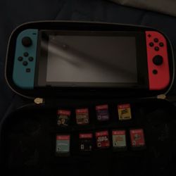 Nitendo switch with Screen Protector, Zelda Case & 9 Games