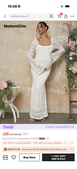 White Lace Maternity Dress Long Sleeve
