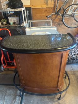 Classic Wooden Home Bar with Granite-Style Top & Footrest 🥂