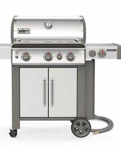 Brand New Weber Genesis II S-335 3-Burner Natural Gas Grill in Stainless with Built-In Thermometer and Side Burner ZB