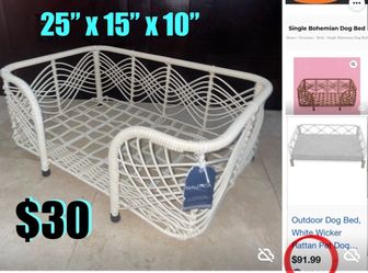 $30 Brand new Rattan Bohemian Dog /Cat Bed in mint condition have a tag never used high end quality