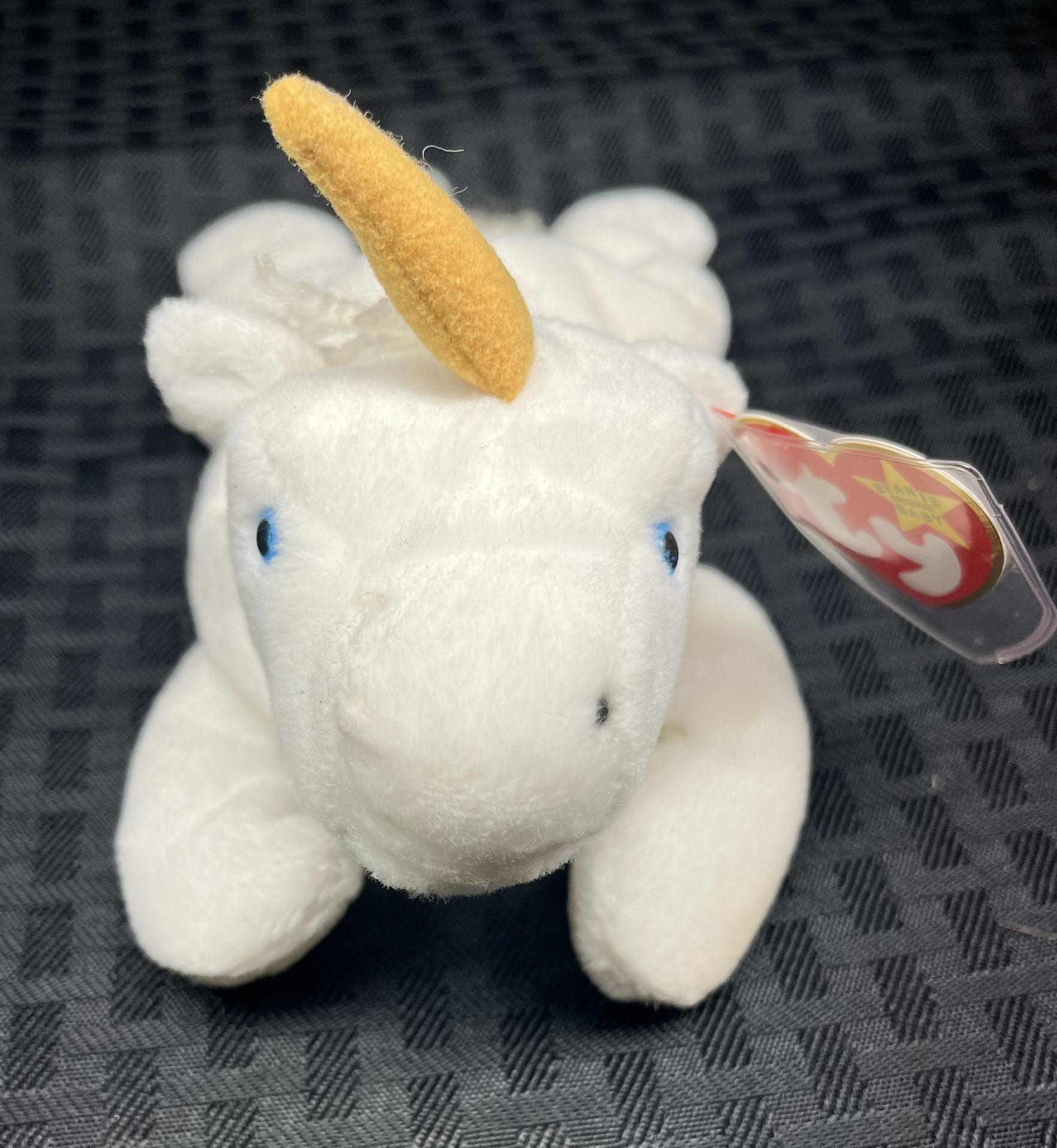 1994 Ty Beanie Baby Mystic Unicorn with a Tan Horn and Yarn Mane (ERRORS)