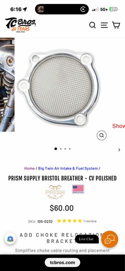 Bristol breather CV carburetor intake