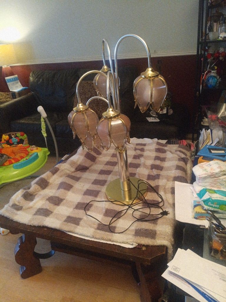 Anthony California Hollywood Regency Pink Lotus Lamp