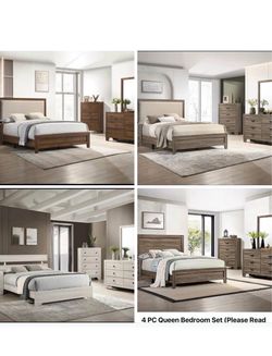 4- Pc Bedroom set Dresser,Mirror Nightstand (1) Queen size bed frame Not including Mattress and Box Sp
