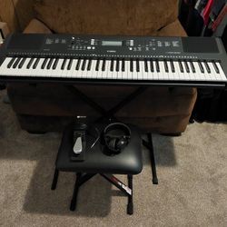 Yamaha EW-300 Keyboard, Chair, Stand, Sustain Pedal, Headphones