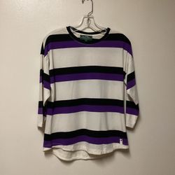 Women’s RALPH LAUREN Active Cotton/Spandex 3/4 Sleeve Striped Top… Size Petite Medium