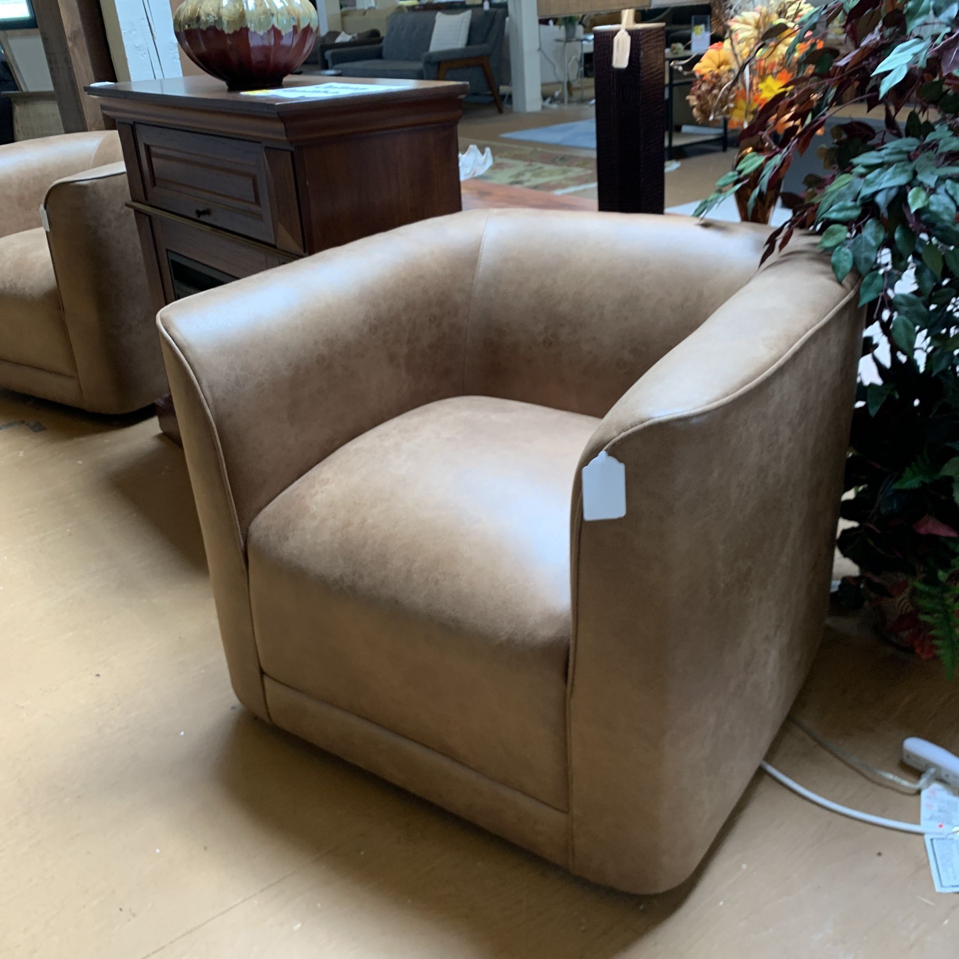 Mod Swivel Accent Chair Saddle Brown