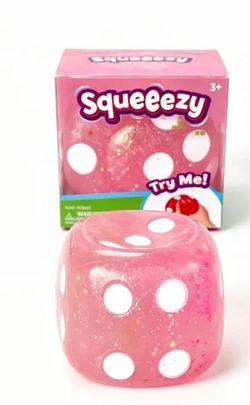 Squeeezy Pink Glitter Dice Stress Toy