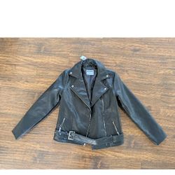 NWT Size XS Black Faux Leather Biker Black Women Jacket Old Navy