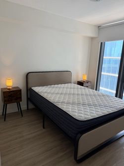 Queen Size Mattress with Bed Frame and nightstands