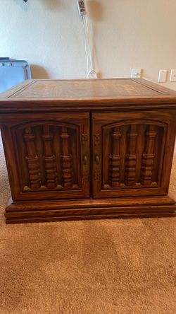 Vintage Wood Cabinet End Table
