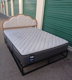 QUEEN BED FRAME WITH HEADBOARD AND MATTRESS