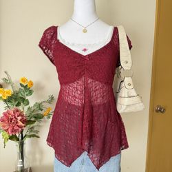 Red Lace Fairy Top
