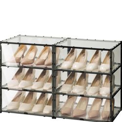 FIDUCIAL HOME:  High Clear Shoe Storage Box Stackable Shoe Display Case Space Saving Sneaker Container Bin Holder
