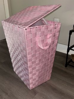 Pink laundry hamper