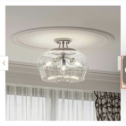 NEW 3-Light Semi-Flush Mount with Clear Glass Shade