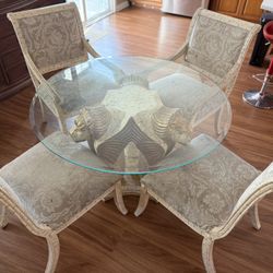 Round Glass Dining Table with 4 Chairs
