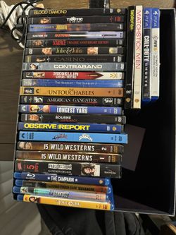 DVDs,  Blue Ray Movies And A Few Games. 