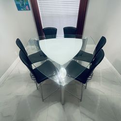 Modern Glass Dining Table Set – Seats 6